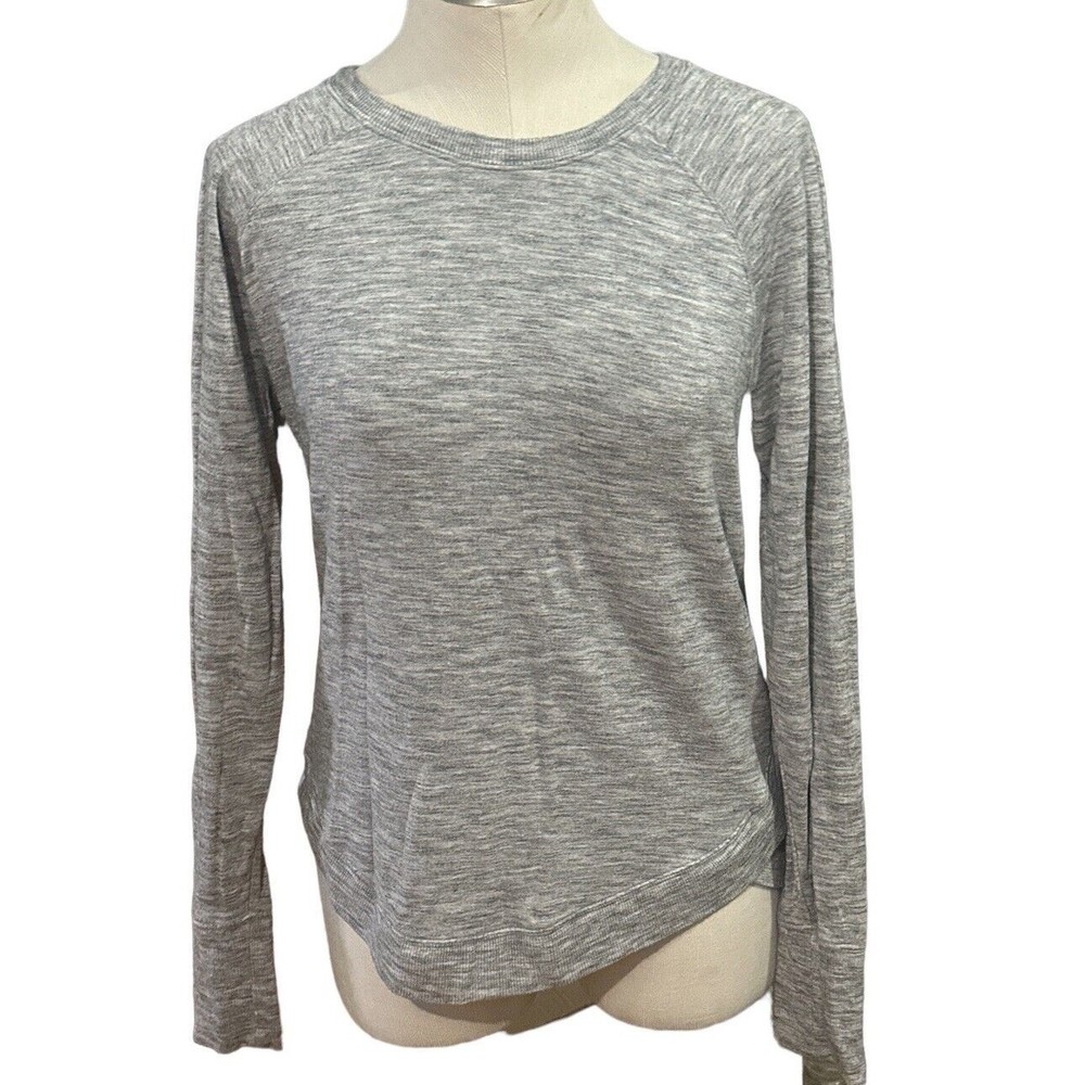 Athleta Womens Mindset Sweatshirt Heathered Gray Long Sleeve Soft Size Medium